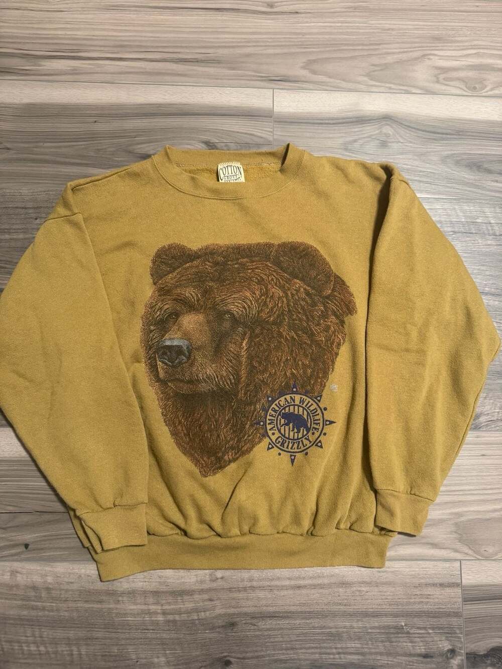 Vintage Grizzly Bear AOP Crewneck 🐻🌿 Tagged Size L